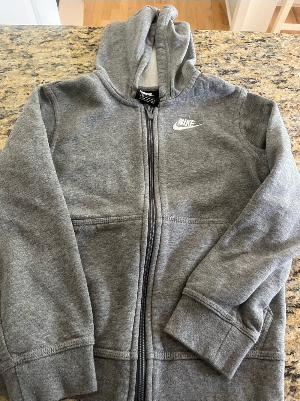 Nike Kids Grey Full-Zip Hooded Sweatshirt